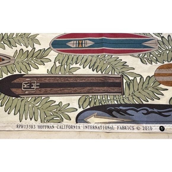 Retro Surfboard Fabric Hoffman Of California 97”x 22” Hawaiian tiki Beach Summer - Picture 4 of 5